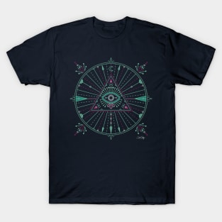 Green & Purple Evil Eye Mandala T-Shirt